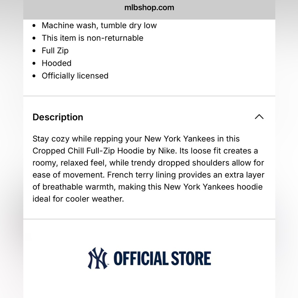 New York Yankees Nike Cropped Chill Full - Zip Hoodie - Picture 7 of 9